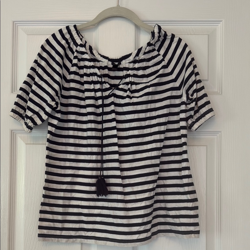 J. Crew Black and White Striped Blouse